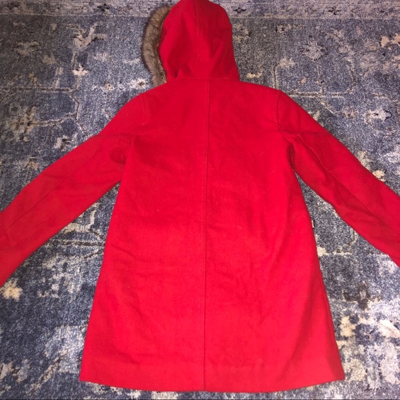 Abercrombie Red Wool Fur Hooded Parka - Sz XS - Picture 7 of 14